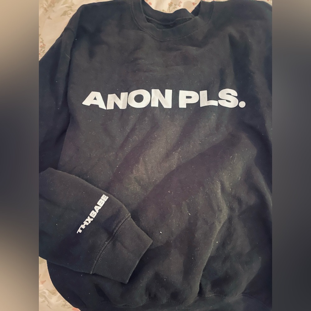 Anon pls deuxmoi original black crewneck sweatshirt